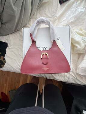 Teddy Blake Grace Stampato 11" Leather Hobo Bag in Cherry Red